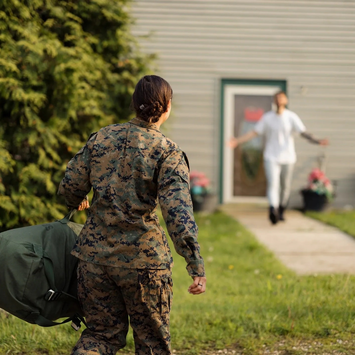 Senior veteran at home with a compassionate caregiver
